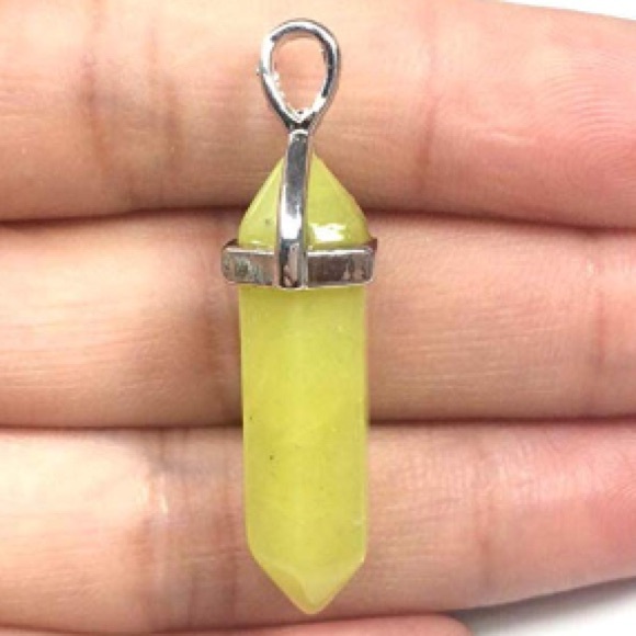 💛Yellow Jade Point Pendants w/ Silk Cord Necklace - Picture 2 of 5